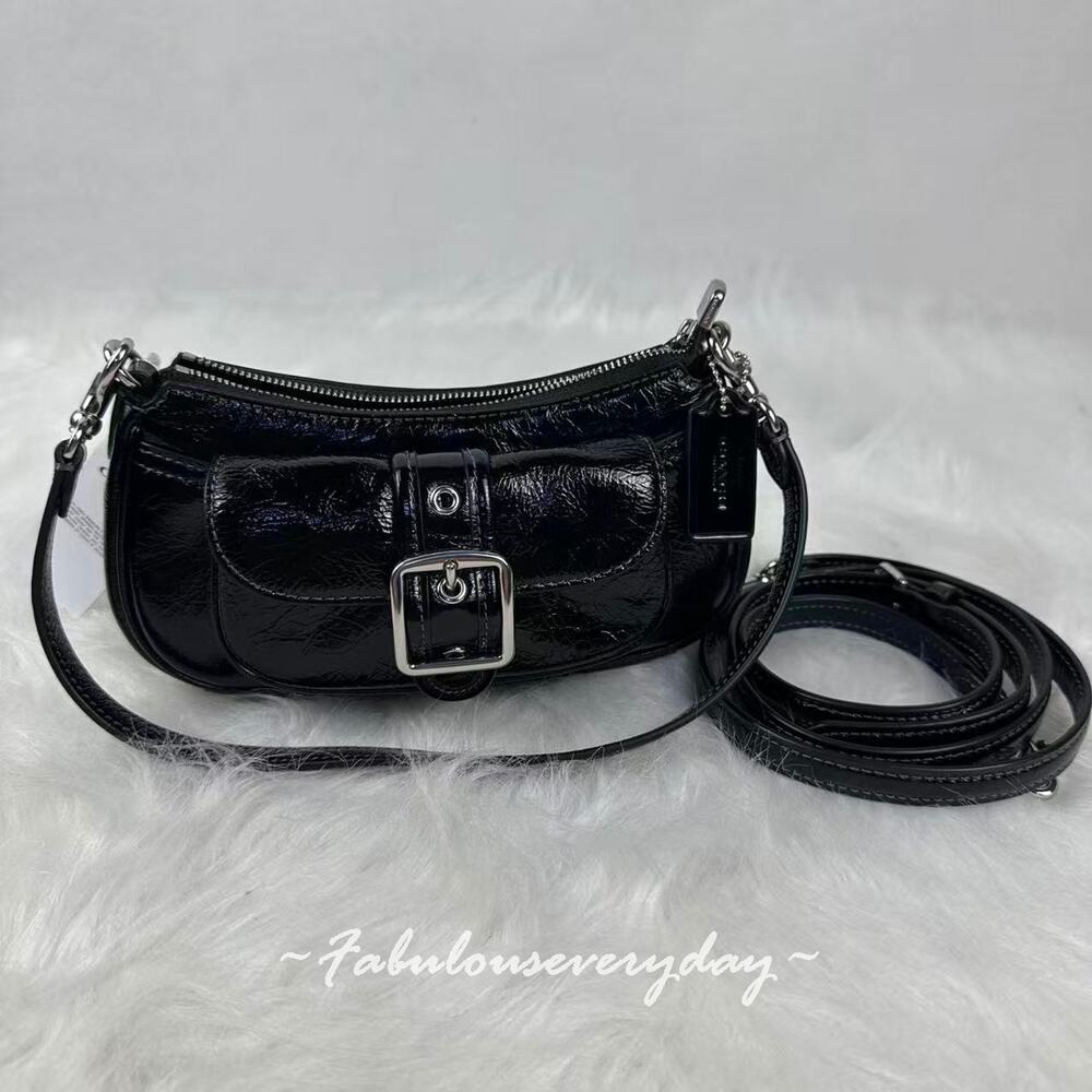 Coach Ashton Mini Shoulder Bag Crossbody In Leather/Silver/Black CDB19